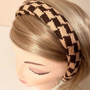 Basket Weave Tweed Padded Headband, Dark Brown & Rich Warm Tan, NWOT